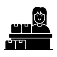A Solid design icon of logistic reception vector