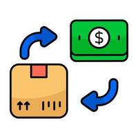 Conceptual flat design icon of cash on delivery convert vector