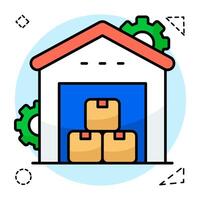 Flat design of warehouses icons vector