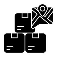 A colored design icon of parcel location graphics vector