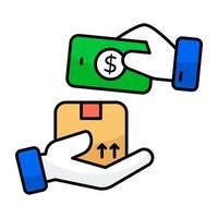 Conceptual flat design icons of cash on delivery vector