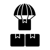 An icon design of parachute delivery graphics vector