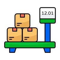 Conceptual flat design icons of parcel weighing vector