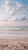 A beach with shells and shells on the sand photo