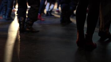 A group of people on stage. Preparation for the performance. Group dance. Rear view of the dancers video