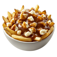Traditional Canadian Poutine with Golden Fries and Rich Sauce Isolated on Transparent Background png