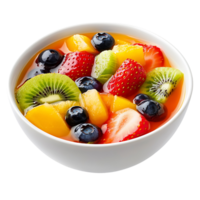 Vibrant Mixed Fruit Soup with Juicy Berries and Kiwi Slices Isolated on Transparent Background png