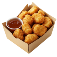 Crunchy Chicken Nuggets with Savory Dipping Sauce Isolated on Transparent Background png