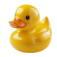 Cute Rubber Duck Toy with Shiny Glossy Finish Isolated on Transparent Background png