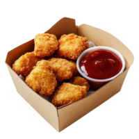 Tasty Fried Chicken Nuggets with Savory Sauce Isolated on Transparent Background png