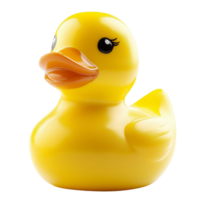 Brightly Colored Rubber Duck Toy with Glossy Shine Isolated on Transparent Background png