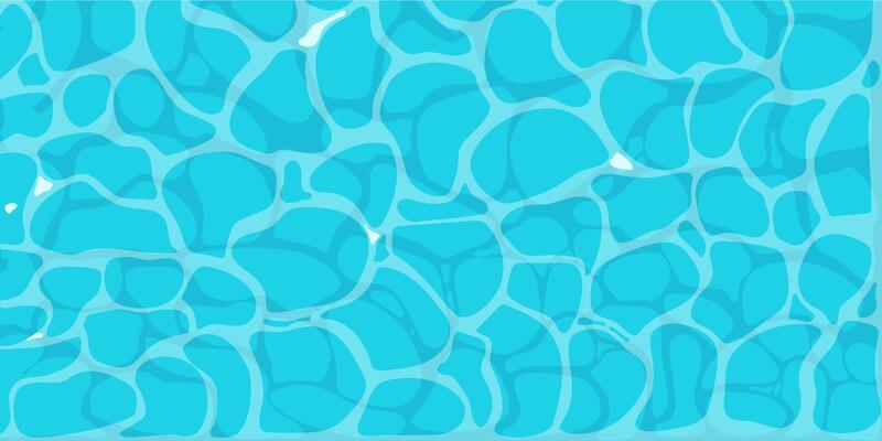 Turquoise ocean water ripple surface with sunlight reflections in cartoon style game texture top view