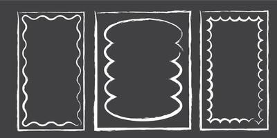Hand drawn lace inner scalloped frames. Chalk line scalloped frames. 4 to 5 9 to 16 social media frames vector