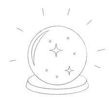 Illustration of a Crystal Ball. Fairytale element in sketch style. Hand drawn illustration isolated on white background vector