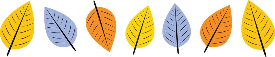 Autumn leaves collection border color vector