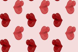 Pattern of hand drawn red lips vector