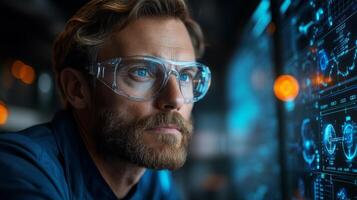 Engineers in a modern manufacturing facility closely observe automation data on advanced screens, exploring potential efficiencies in steel and aluminum production processes. photo