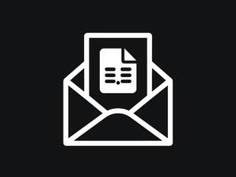 Simple icon depicting an open envelope with a document inside. Ideal for concepts related to communication, mail, messages, reports, files, and digital correspondence. vector
