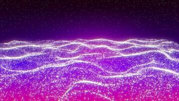 White glowing waves from particles and dots are flowing in retro futuristic abstract background. Futuristic Abstract Motion Background video