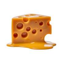 A block of Swiss cheese with an eaten corner has holes in the block isolated on transparent background png