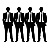 Silhouette of Four People in Suits, Symbolizing Unity and Professionalism isolated on transparent background png