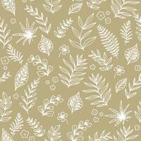 Monochrome seamless pattern with leaves. Hand drawn outline design for fabric , print, cover, banner and invitation. vector