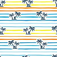 Seamless pattern background with palm trees on striped vector