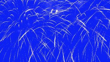 Abstract Real Firework on blue screen chroma key background, 4th of July independence day and new year eve 2025 concept. High quality 4k chromakey slow motion cinematic video