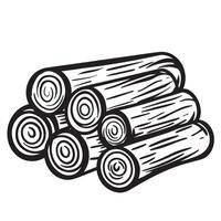stack of logs, tree. doodle style illustration vector