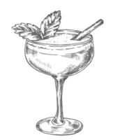 Grasshopper cocktail, illustration in sketch style vector
