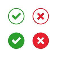 Yes and Cross icon. Checkmark icon. vector