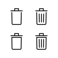 Delete icon set. Delete, Trash bin, Garbage icon. Recycle bin icon. vector