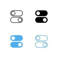 On and Off toggle switch buttons. Dark mode, light mode. Toggle button. vector