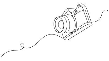 Continuous line drawing of camera captures the essence of photography vector