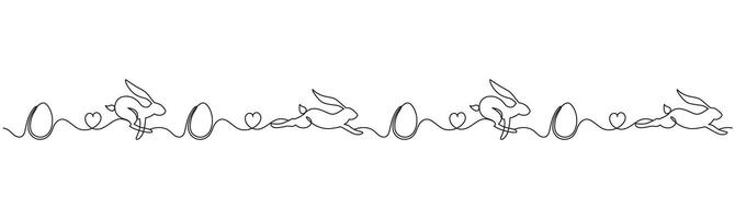 Elegant minimalistic easter border design with continuous line drawing style vector
