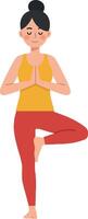 A woman practicing yoga in a serene pose, showcasing flat design style art vector