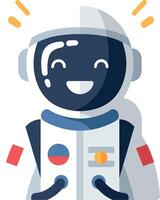 Cheerful astronaut in a spacesuit with flags, minimal design illustration vector