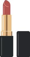 Lipstick tube in a sleek black casing with a golden accent in minimal illustration vector