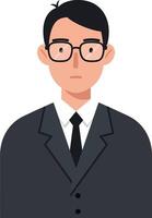 Professional man in a suit with glasses, flat design illustration capturing a serious expression vector