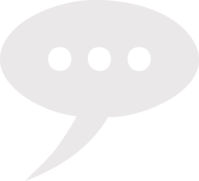 A minimalistic speech bubble icon with three dots inside, symbolizing typing or an ongoing conversation. png