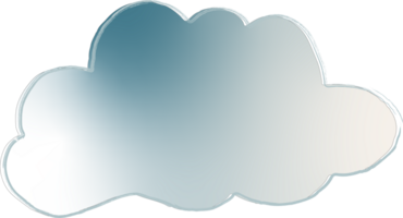 A stylized cloud-shaped mirror with a soft metallic sheen, reflecting light in a subtle gradient of blue and silver tones. png