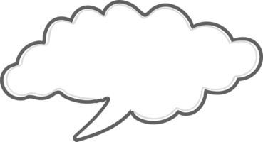 A soft, fluffy cloud-shaped speech bubble with a gray outline, resembling a dreamy or thought-like message balloon. png