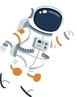 Astronaut floating in space with a joyful expression in flat art vector
