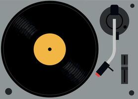 Turntable with a spinning vinyl record in flat design art vector