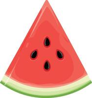 Watermelon slice in vibrant red and green flat illustration with seeds showing freshness and summer vibes vector