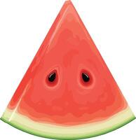 Watermelon slice in vibrant colors with flat design style showcasing juicy texture and seeds in art vector