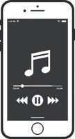 Smartphone with music player interface showcasing minimal design and sleek aesthetics in illustration vector