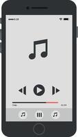 Smartphone displaying a music player interface in a minimal flat design illustration vector