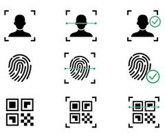 Digital scanning qr and face detection security concept illustration vector