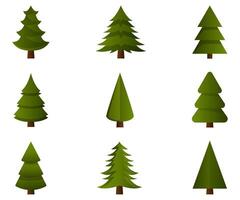 Trees collection green forest assortment illustration isolated on white background vector